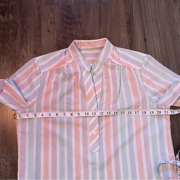 Vintage House dress handmade pastel striped with belt - Picture 5 of 10